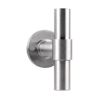 PIET BOON PBT20/50 sprung lever handle 20mm on rose satin stainless steel in Satin Stainless