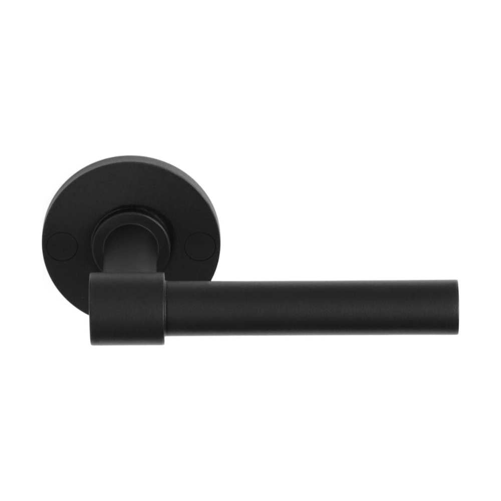 PIET BOON PBL15/50 sprung lever handle 15mm on rose satin black in Satin Black