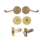 York - Round Rose Privacy Set in Matt Satin Brass