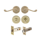 York - Round Rose Privacy Set in Unlacquered Satin Brass