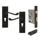 York Square Longplate - Euro Locking Set in Dark Roman Brass
