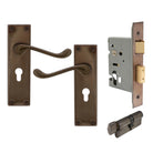 York Square Longplate - Euro Locking Set in Natural Bronze