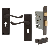 York Square Longplate - Euro Locking Set in Vintage Bronze