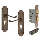 York Victorian Longplate - Euro Locking Set in Natural Bronze