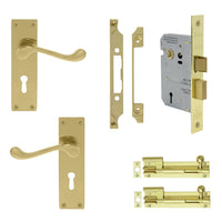 French Door Kit (7005+1107+1109+2x 5213) in Polished Brass