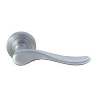 Haven 52mm Round Rose Lever Set in Satin Chrome