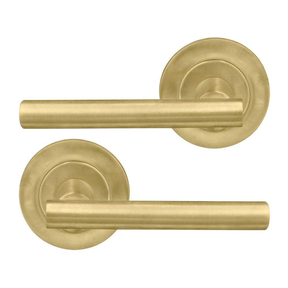 Charleston 64mm Large Rose Lever Set in Matt Satin Brass