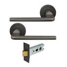 Chalet Round Rose Passage Set in Dark Roman Brass