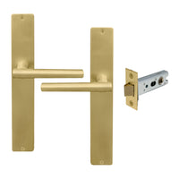 Charleston Longplate Square Passage Set in Matt Satin Brass