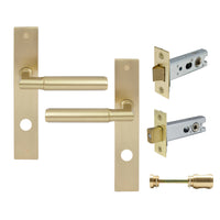 NIDO - Lumina Longplate Privacy Set - Plain in Unlacquered Satin Brass