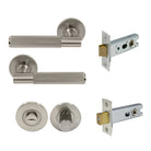 NIDO - Verge Rose Privacy Set - Linear Knurl in Brushed Nickel