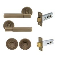 NIDO - Verge Rose Privacy Set - Linear Knurl in Roman Brass