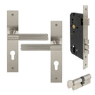 NIDO - Verge L/Plate Entrance Set E85 - Linear Knurl in Brushed Nickel