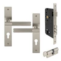 NIDO - Verge L/Plate Entrance Set E85 - Linear Knurl in Brushed Nickel