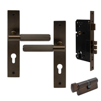 NIDO - Verge Longplate Entrance Set - Linear Knurl in Cocoa Bronze