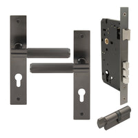 NIDO - Verge L/Plate Entrance Set E85 - Linear Knurl in Graphite Nickel