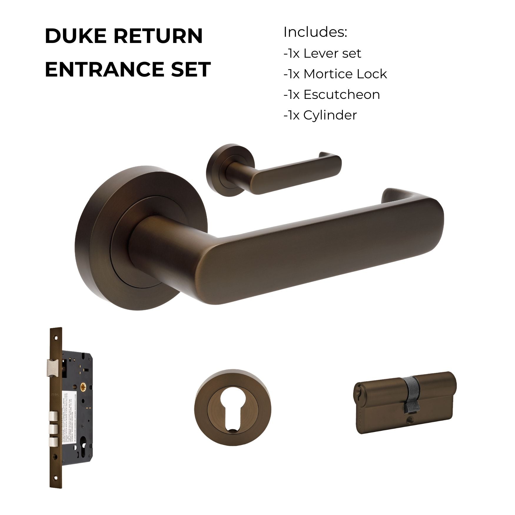 Duke Return Entrance Set - Includes 10050, 1143, 7020.2 & 1147 (70mm Key/Key) in Ember Bronze