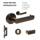Duke Return Entrance Set - Includes 10090, 1143, 7020.2 & 1148 (70mm Key/Turn) in Ember Bronze