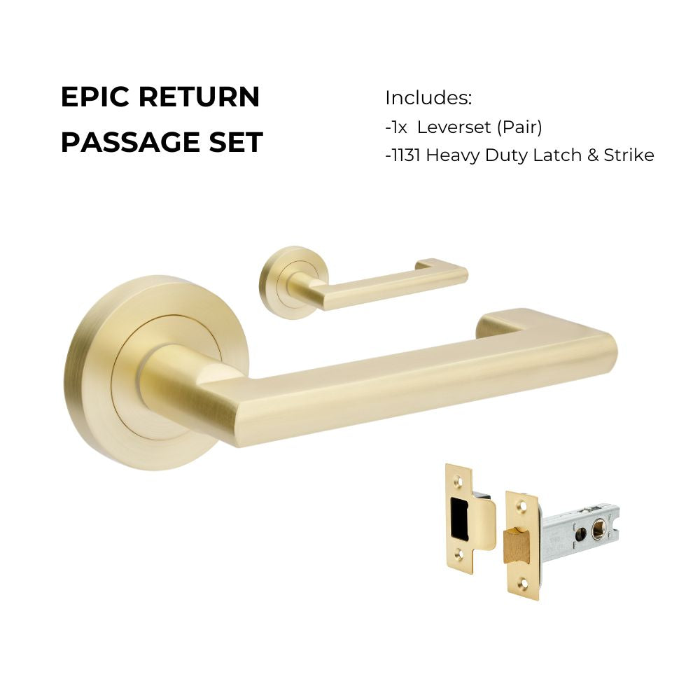 +Epic Return Passage Set, Includes 1131 Latch in Satin Brass