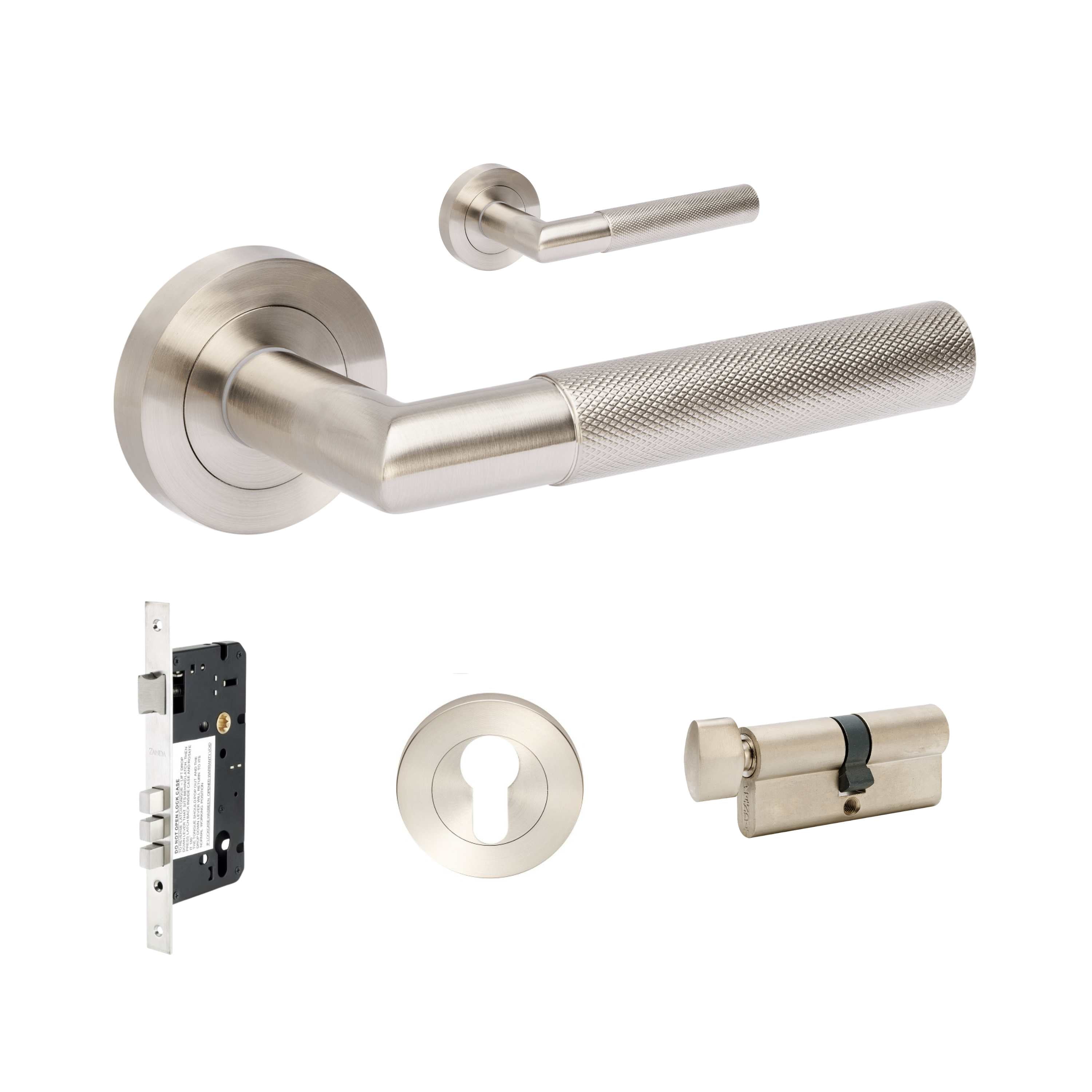 Vertex Entrance Set - includes 10070, 1143, 7020.2 & 1122 (60mm Key/Turn) in Brushed Nickel