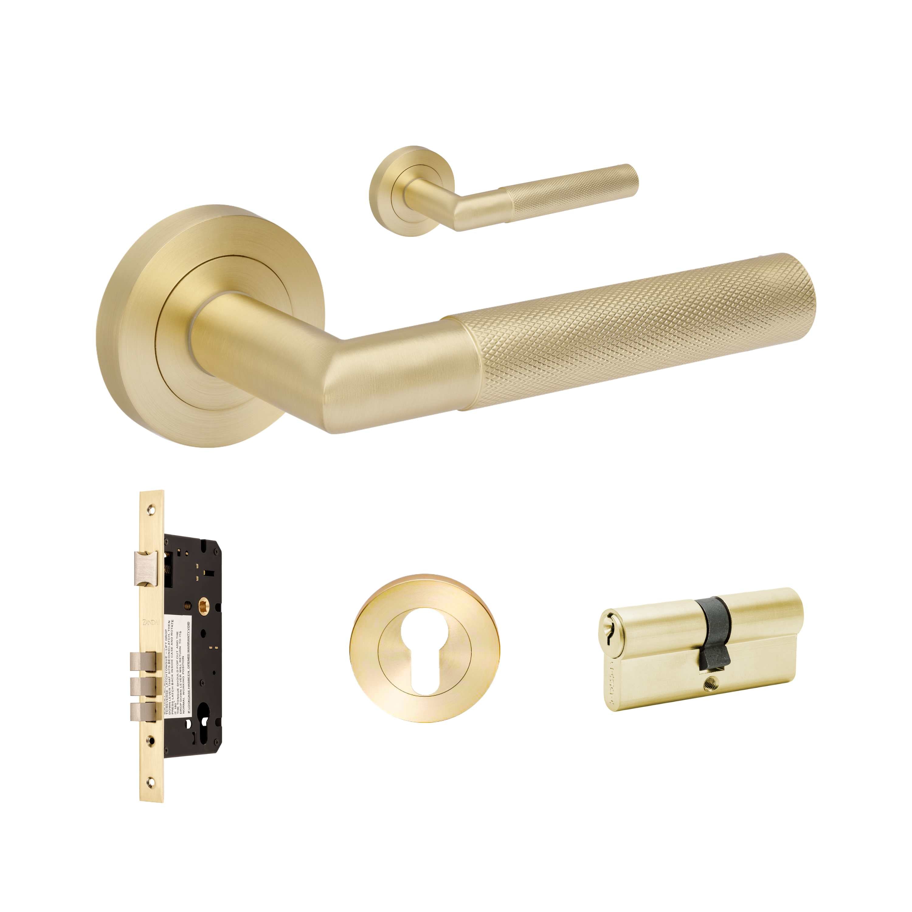 Vertex Entrance Set - includes 10070, 1143, 7020.2 & 1147 (70mm Key/Key) in Satin Brass