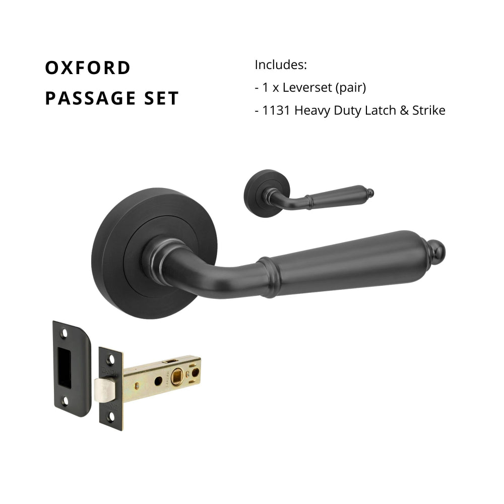 Oxford Passage Set, Includes 1131 Latch BLK in Black