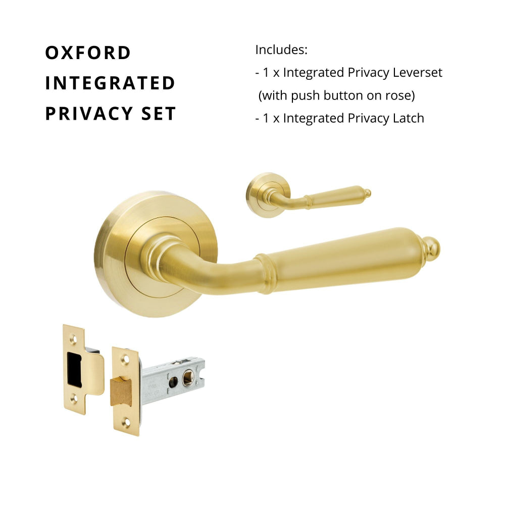 Oxford Privacy Set, Includes Integrated Privacy latch in Satin Brass