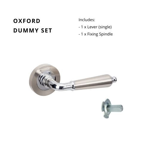 Zanda Oxford Lever - Brushed Nickel / Chrome Plated / Dummy Set - Non-Handed in Brushed Nickel / Chrome Plated