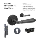 Oxford Entrance Set - Includes 10071, 1143, 7020.2 & 1148 (70mm Key/Turn) in Black