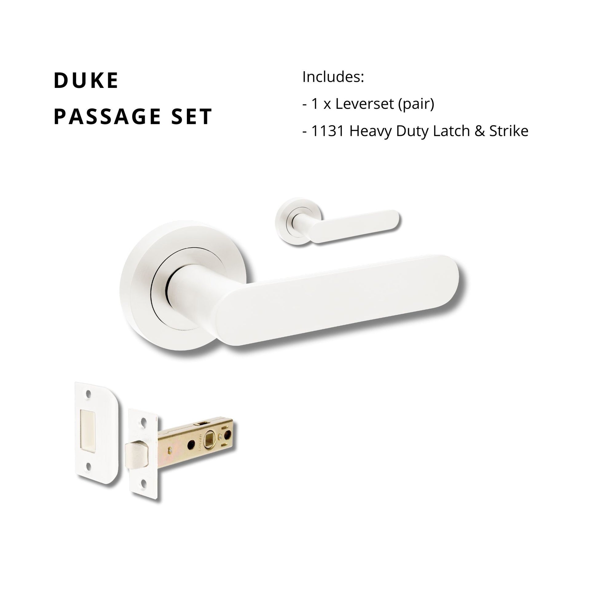 Duke Passage Set inc. 1131 Latch in White