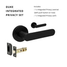 Black Zanda Duke Lever Set with sleek handles and modern design, perfect for upgrading door hardware.