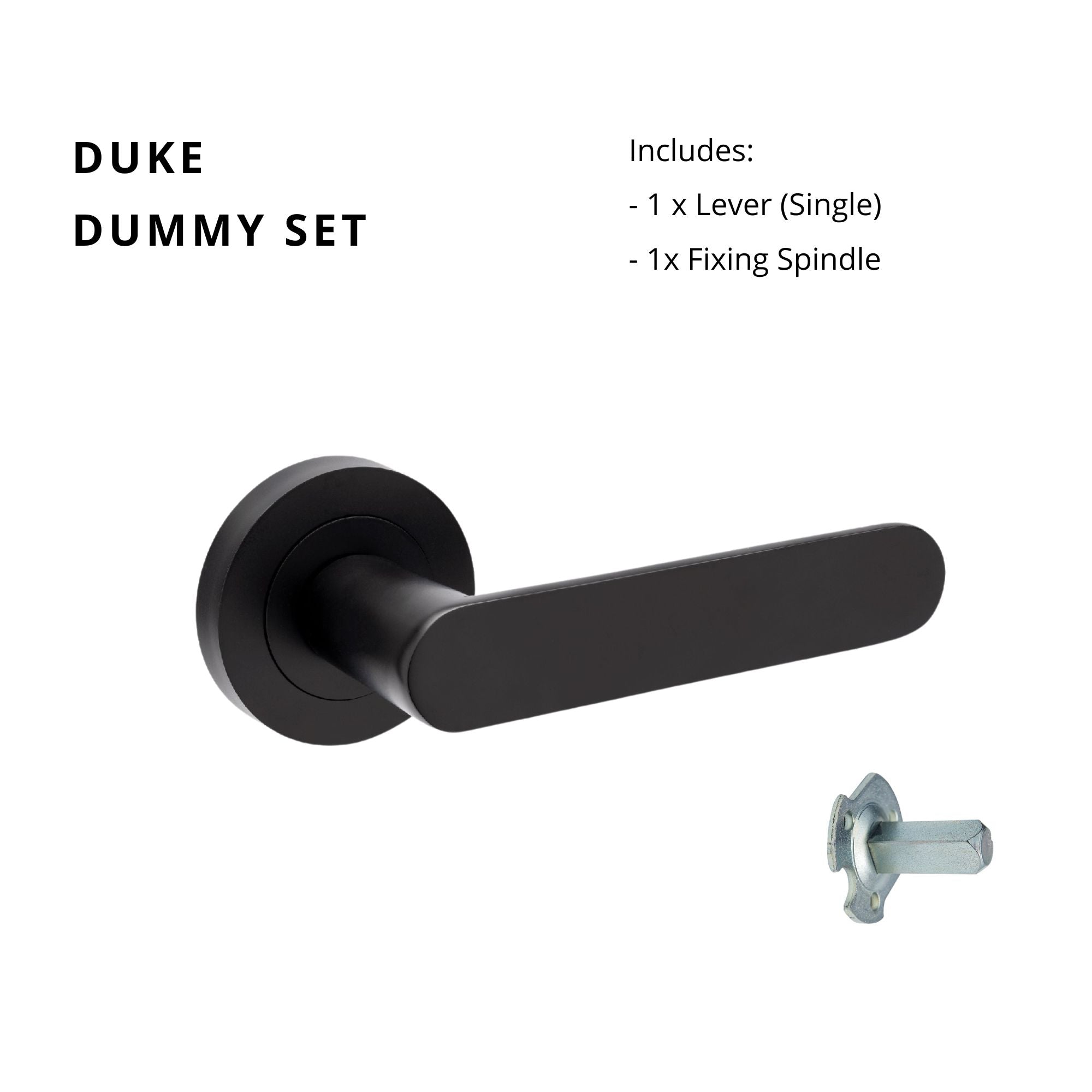 Black Zanda Duke lever set with sleek metal handles and modern design, ideal for door hardware installation.