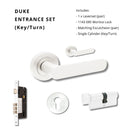 Duke Entrance Set - Includes 10090 Lever, 1143 Mortice Lock, 7020.2 Euro Esc. & 1148 Euro Cylinder (70mm Key/Turn) in White