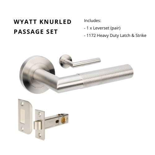 Wyatt Passage Set, includes 1131 latch in Satin Stainless