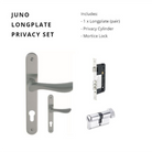 Juno Longplate Privacy Set, Inlcudes 1143 & 1128 Privacy Turn in Brushed Nickel