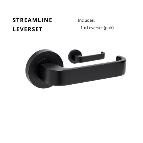 Streamline Round Rose Leverset in Black