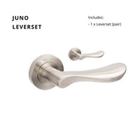 Juno Round Rose Leverset in Brushed Nickel