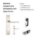 Matrix Longplate Entrance Set, Includes, 8131E85, 1143 & 1148 (70mm Key/Turn) in Satin Chrome