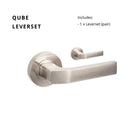 Qube Round Rose Leverset in Brushed Nickel