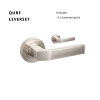 Qube Round Rose Leverset in Brushed Nickel