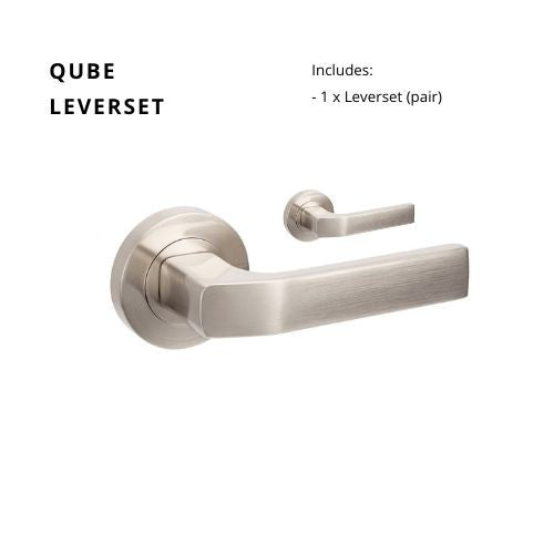 Qube Round Rose Leverset in Brushed Nickel