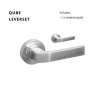 Qube Round Rose Leverset in Satin Chrome