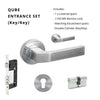 Qube Rose Entrance Set, Includes 7058, 1143, 7020 & 1147 (70mm Key/Key) in Satin Chrome