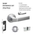 Qube Rose Entrance Set, Includes 7058, 1143, 7020 & 1147 (70mm Key/Key) in Satin Chrome