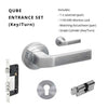 Qube Rose Entrance Set, Includes 7058, 1143, 7020 & 1148 (70mm Key/Turn) in Satin Chrome