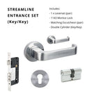 Streamline Entrance Set - Includes 7313, 1143, 7020 & 1121 (60mm Key/Key) in Satin Chrome