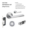 Vector Rose Entrance Set, Includes 7106, 1143, 7020 & 1148 (70mm Key/Turn) in Satin Chrome