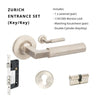Zurich Rose Entrance Set, Includes 1143, 9349 & 1121 (60mm Key/Key) in Brushed Nickel