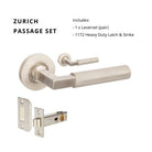 Zurich Passage Set, Includes 1172 Latch in Brushed Nickel