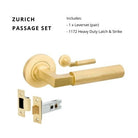Zurich Passage Set, Includes 1172 Latch in Satin Brass